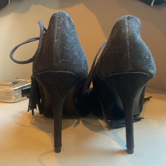 Guess Black Pointy Toe Pumps Lace Up Suede Material - Picture 6 of 8